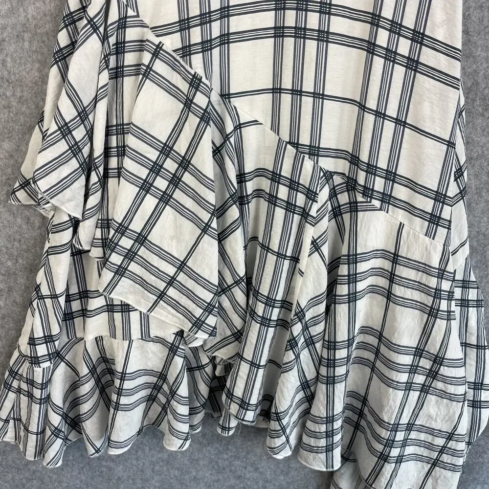Mia Joy Dress Girls 12‎ Blue Plaid Lace Asymmetric Ruffle Cottage Boho Peasant